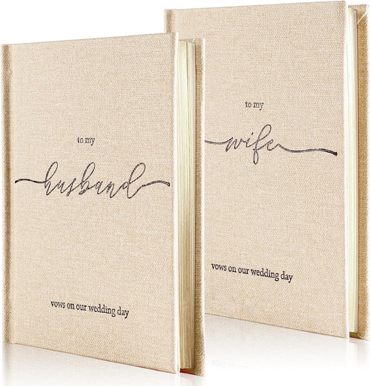Wedding Vow Books His and Hers- Hard Cover Vow Books - Set of 2 with Silk Bookmarks & 40 Lined Pages - His & Hers Gifts Wedding Vow Book -Renewal & Wedding Must Haves (to My Husband/Wife)