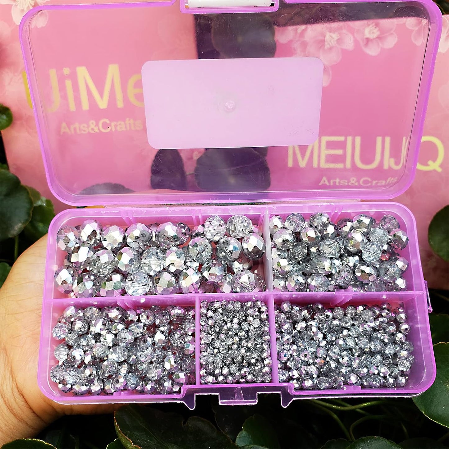 2-10mm Briolette Rondelle 810pcs Half Silver Crystal Glass Beads Faceted Shape Crystal Spacer Beads for Bracelet Necklace Decorative Hand Jewelry Making (2/4/6/8/10mm Half Silver)