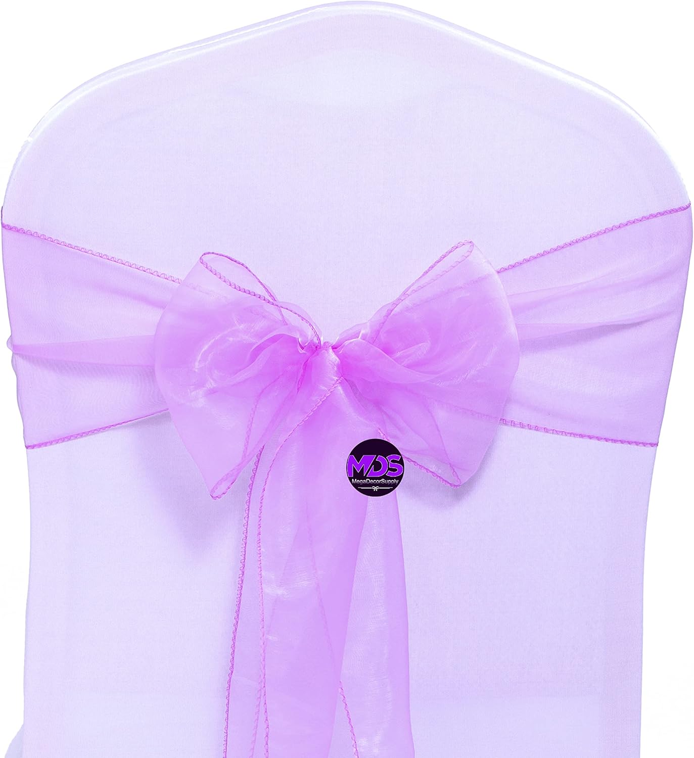 MDS Pack of 150 PCS Organza Chair Sashes Wider Dining Chair Bows Ribbon Tie Back for Wedding Party Birthday Bridal Shower Reception Event Banquet Home Chair Cover Decoration - Light Purple