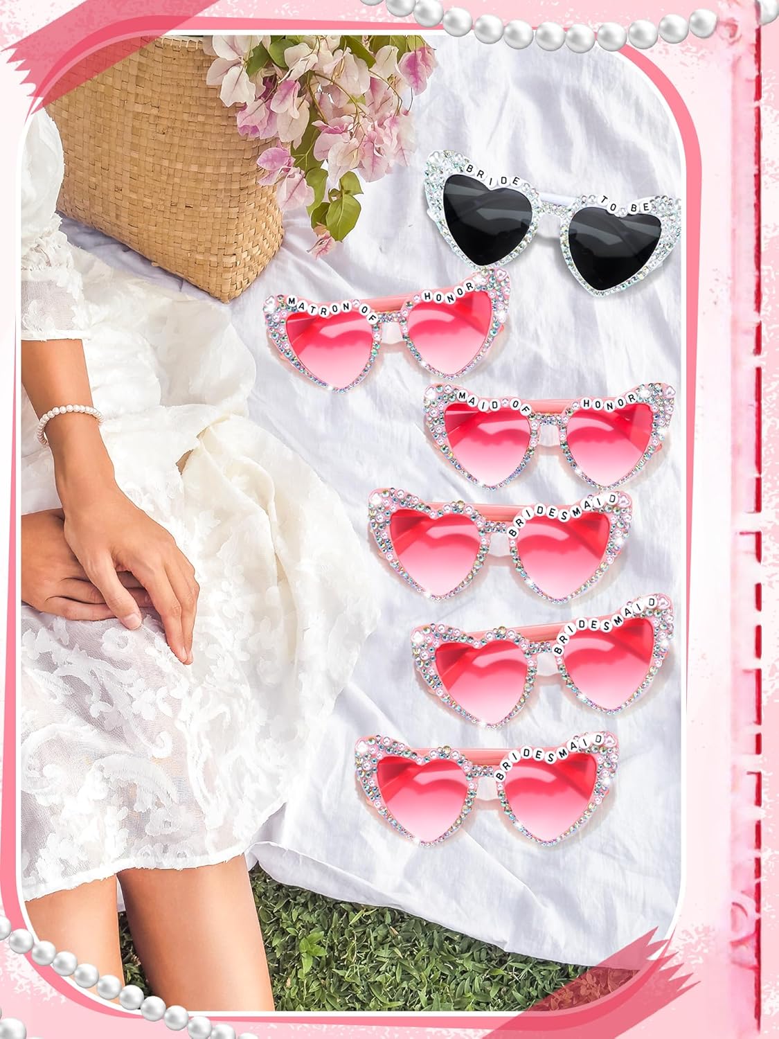 6 Pcs Bride Sunglasses Bachelorette Sunglasses Party Favors for Bridesmaids for Wedding Party Bride to Be Gifts