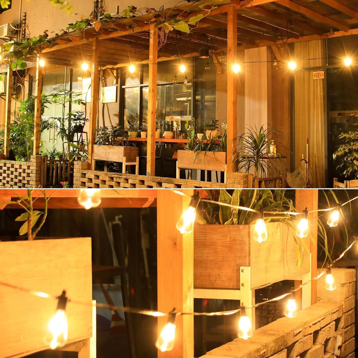 Outdoor String Lights, 200FT Patio Lights with 100 Shatterproof ST38 Globe Bulbs(4 Spare), Waterproof Connectable Dimmable LED Hanging String Lights for Outside Backyard Porch Balcony(100FT x 2)