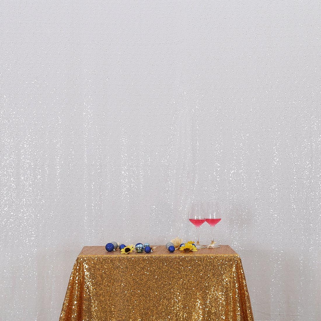 Poise3EHome 4FT x 7FT White Sequin Photography Backdrop Curtain for Party Decoration, White