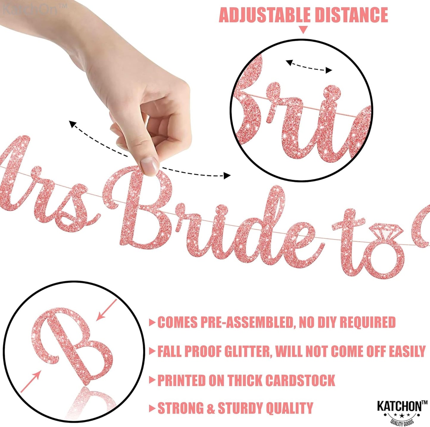KatchOn, Rose Gold Miss to Mrs Bride to Be Banner - Glitter, 10 Feet, No DIY | Miss to Mrs Banner for Bridal Shower Decorations | Bridal Shower Banner | Bride to Be Sign, Bachelorette Party Decor