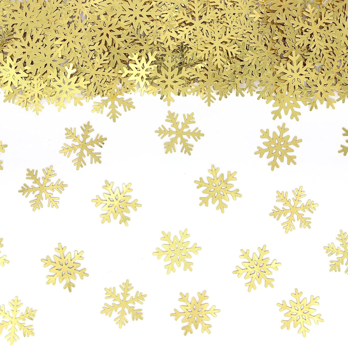 200PC Gold Foil Paper Snowflakes Confetti Christmas Party Table Decorations Snowflake For DIY Crafts For Winter Holiday Wedding Birthday Baby Shower Party Supplies