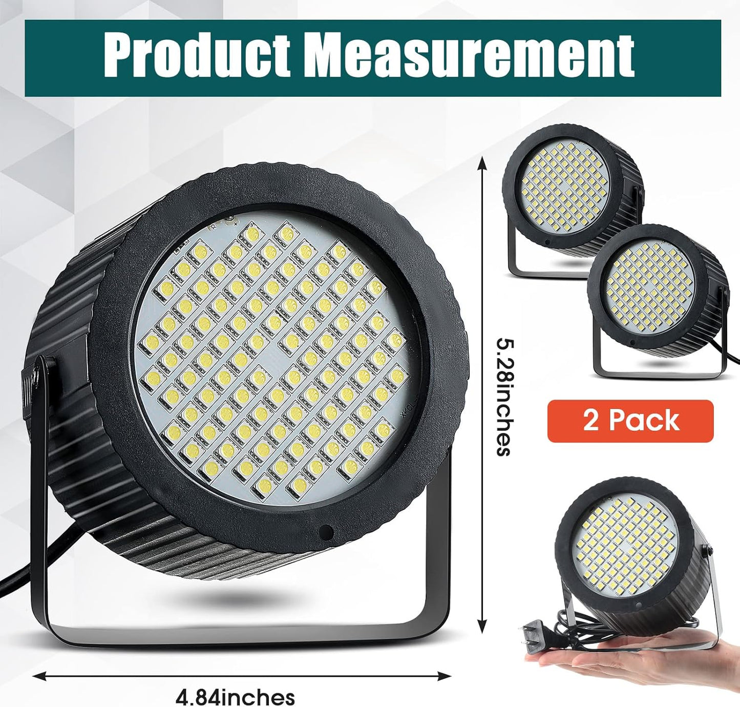 2 Pcs Bright White Strobe Light 88 LEDs Flash Party Lighting Speed and Sound Modes Flashing Lights Stage Lights for Christmas Easter Birthday Party Room Dance DJ Bar Karaoke Show Wedding