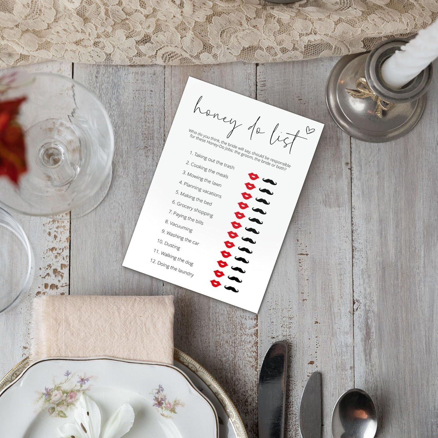 Bridal Shower Games, Honey Do List, 25Pcs Minimalist White Double-Sided Bridal Game Cards, Wedding Shower Games for Guests, Engagement Bachelorette Party Supplies - A21