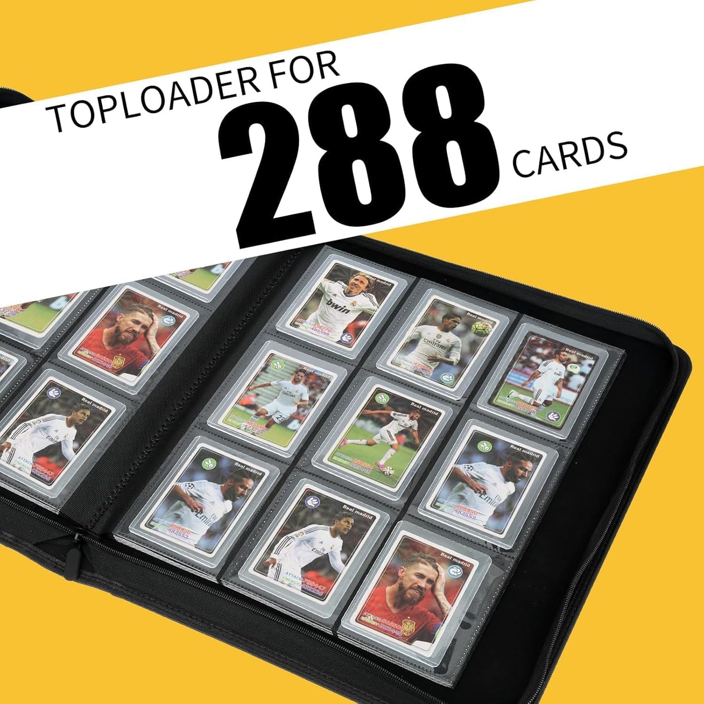 Toploader Binder with 9-Pocket Pages, Holds 288 "3×4" Rigid Toploader Hard Cases, Card Holder for Collectible Cards or Sports Cards, Durable Sleeves for Storage & Display (Navy)