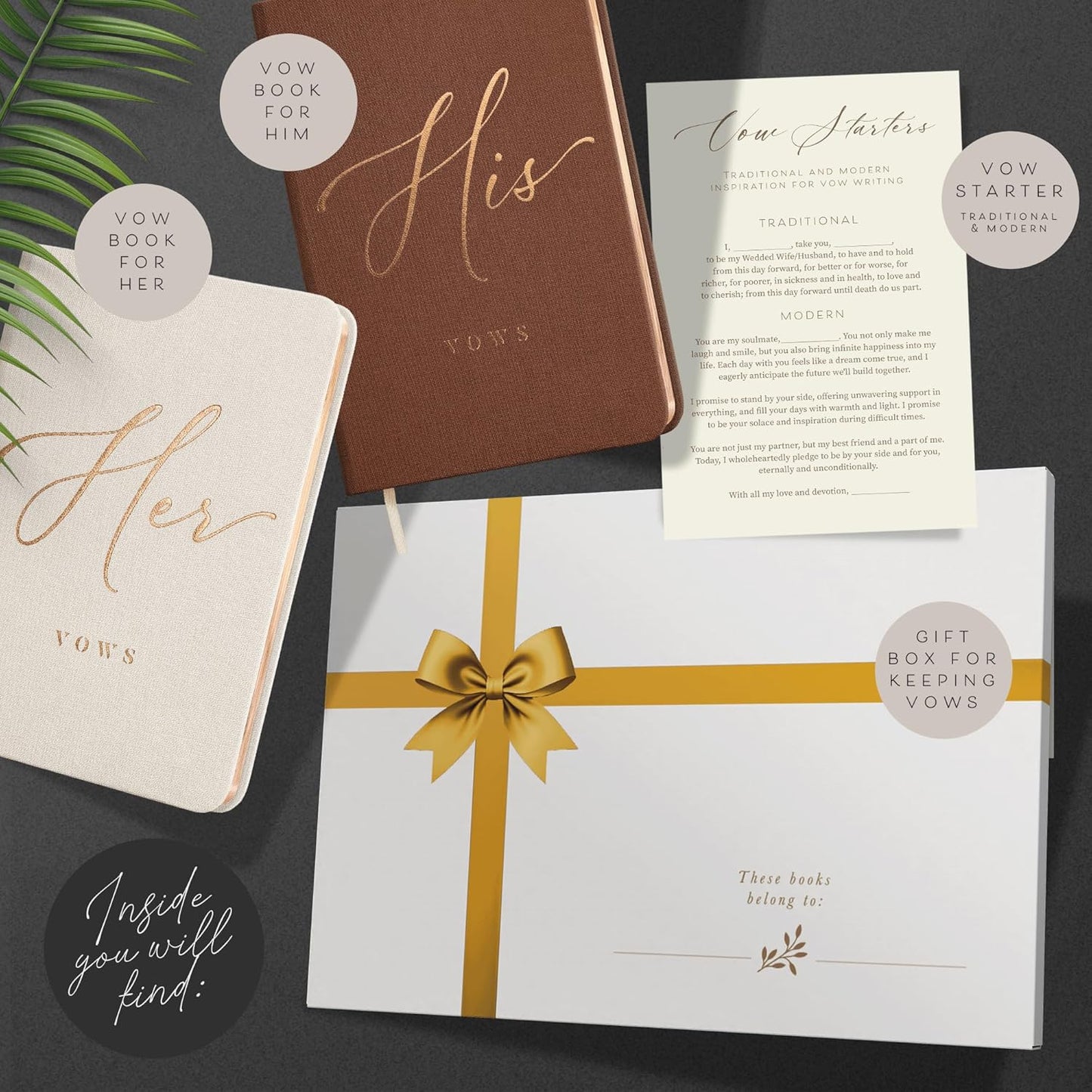ARTESORI Vow Books His and Hers - Linen Wedding Vow Books Perfect as Bride & Groom Gifts, Wedding Registry Ideas - His & Hers Gifts Wedding Vow Book - Wedding Essentials & Accessories