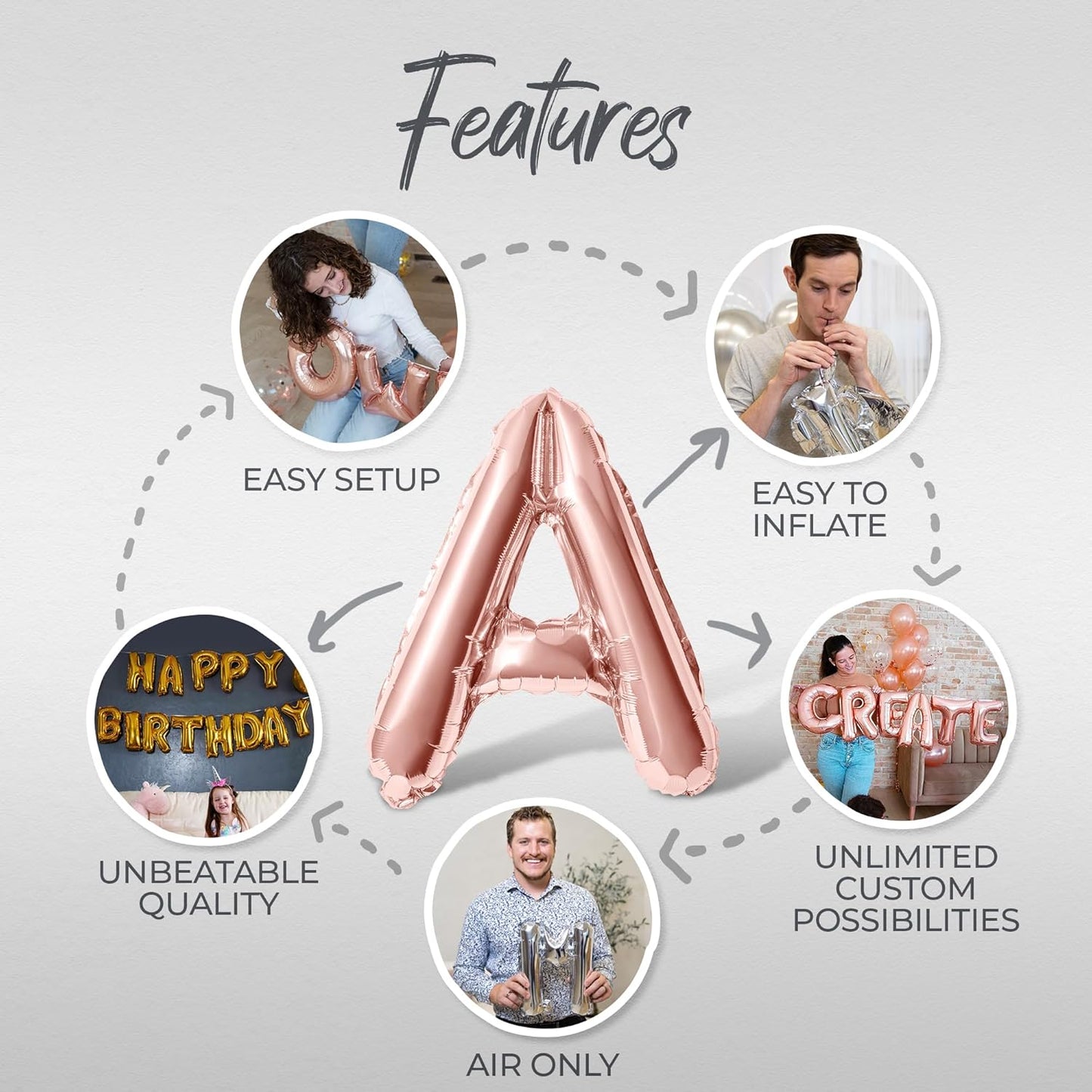 Letter Balloons - LETS GO GIRLS 16" Inch Alphabet Letters Foil Mylar Balloon Bachelorette or Hen Party Banner (Rose Gold)