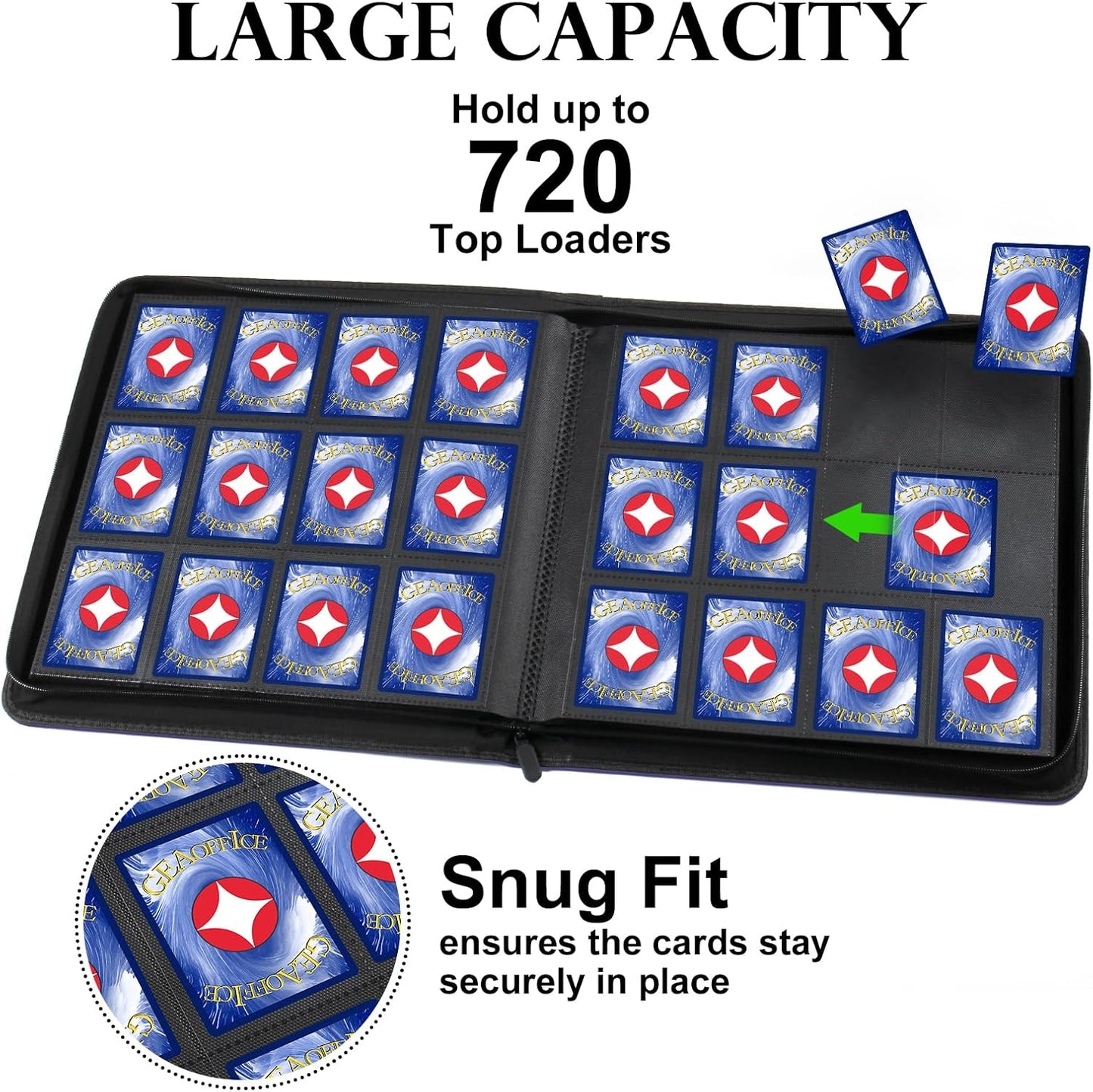 GEAoffice 12 Pocket Card Binder Holds 720 Cards - Sturdy PU Cover Trading Card Collection Holder Folders Album for YuGiOh, MTG, TCG, Games&Sports, Ringless, Non-PVC, Purple