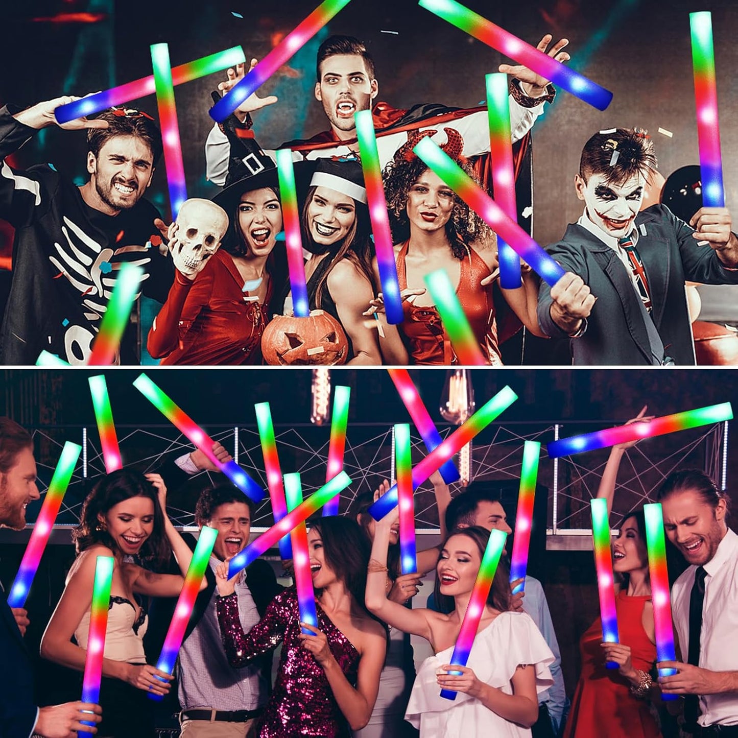 124 PCS Glow Sticks, Foam Glow Sticks, Foam Light up Sticks with 3 Modes Colorful Flashing, Glow In The Dark Party Supplies, Glow Sticks Bulk Party Pack, Foam Glow Sticks Bulk for Party, Raves