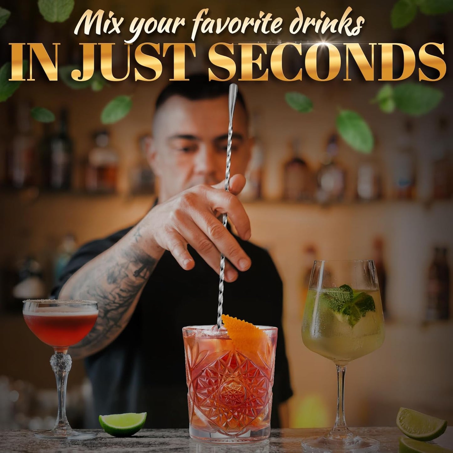 8 Pcs Bar Spoon Cocktail Mixing Spoon – 12'' Stainless Steel Cocktail Stirrers for Drinks, Polished Surface, Easy to Clean – Useful Bar Spoons for Professional and Home | Caviar Spoons