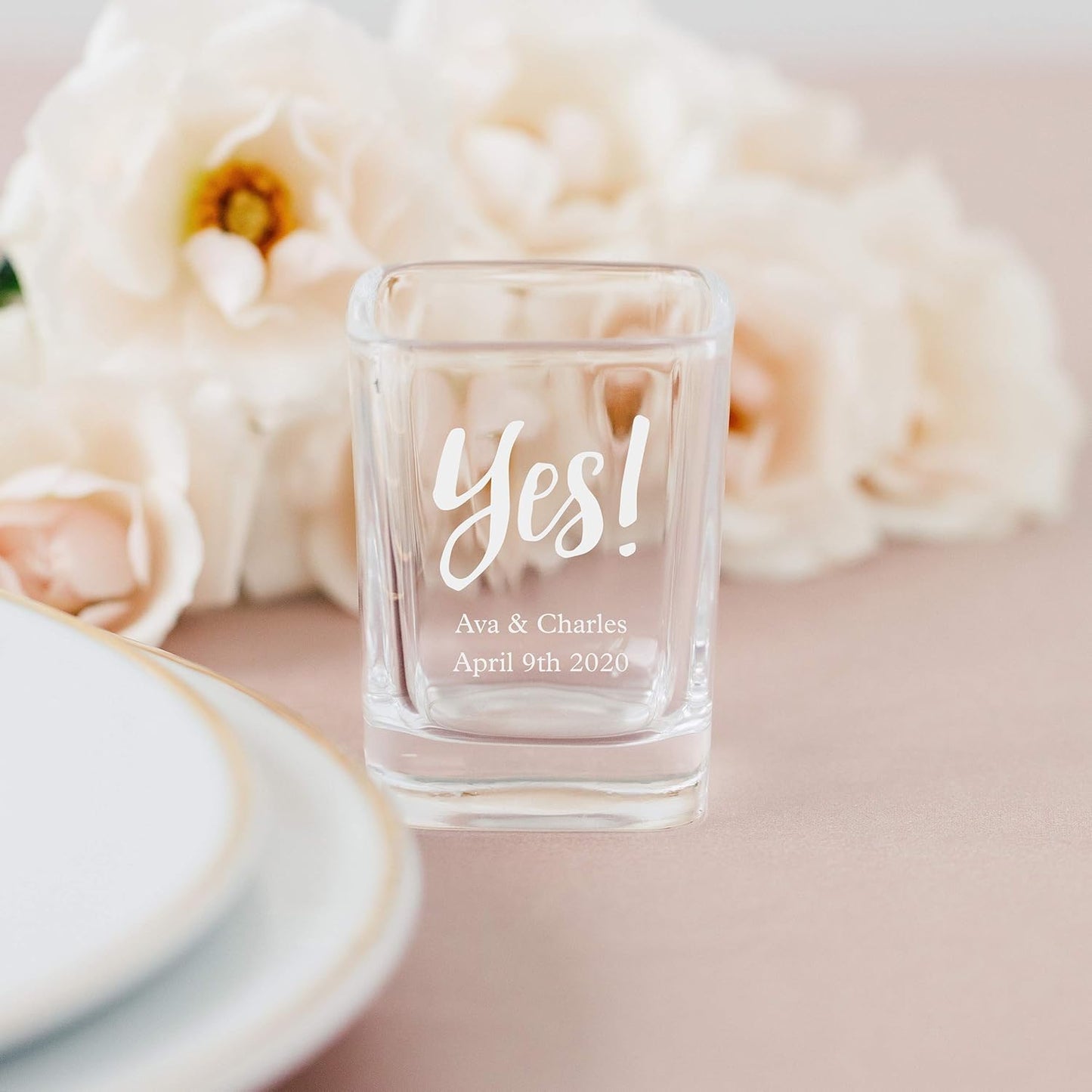 WEDDINGSTAR Personalized 2oz Square Shot Glass Customizable Full Color Print - 60 pack