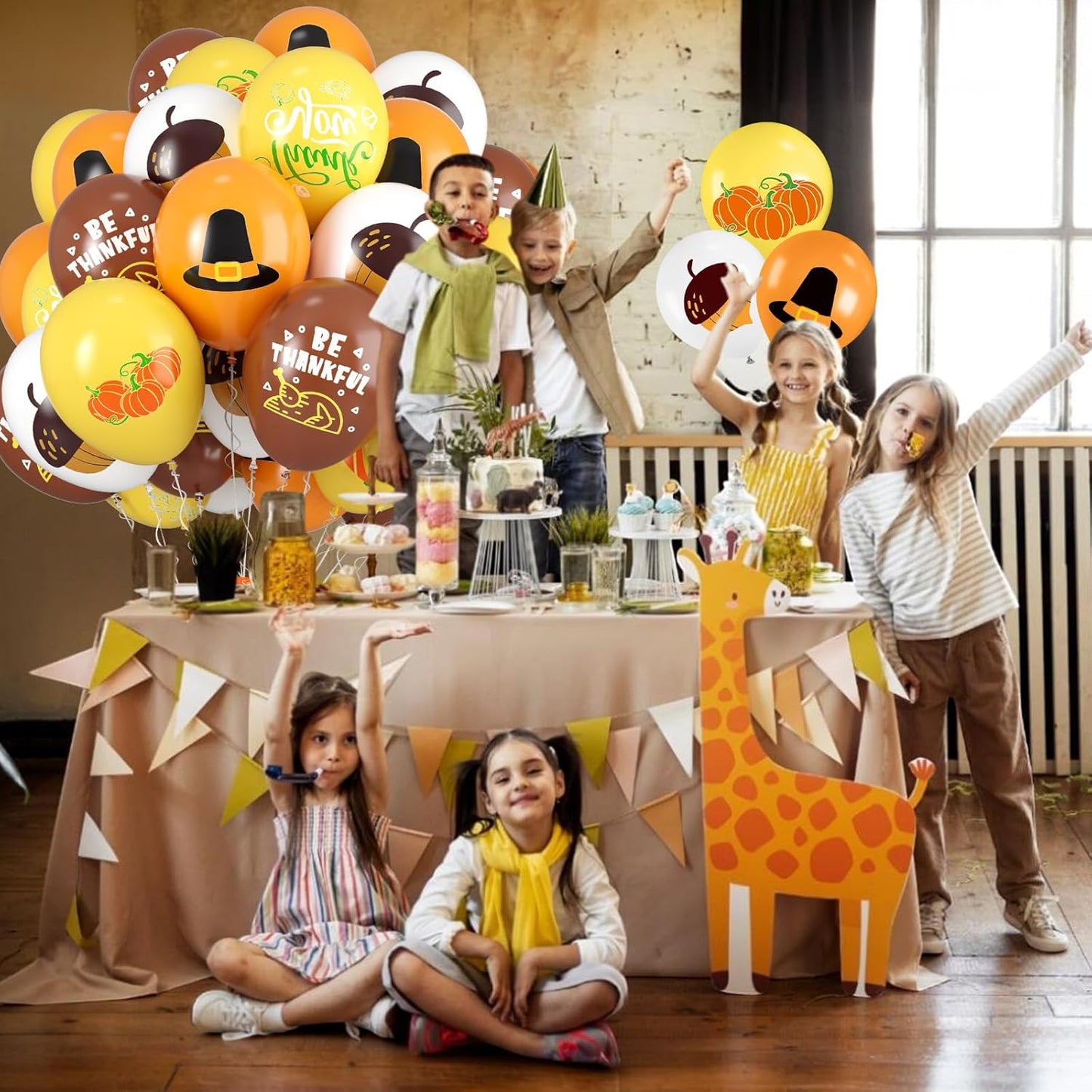 Thanksgiving Balloons, 12 Inch Brown Yellow Burnt Orange Coffee White Pumpkin Turkey Autumn Latex Balloons for Fall Thanksgiving Harvest Birthday Party Baby Shower Decorations