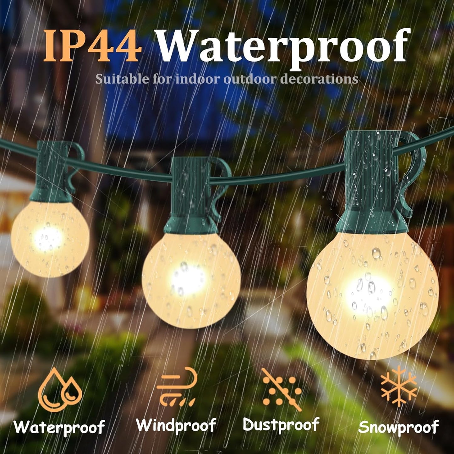 SUNSGNE G40 Round Christmas Lights Outdoor, 25ft Vintage Christmas Globe Lights with 27 5W Frosted White Lights(2 Spare) for Outdoor Garden Party Wedding Backyard Patio Decor, Green Wire