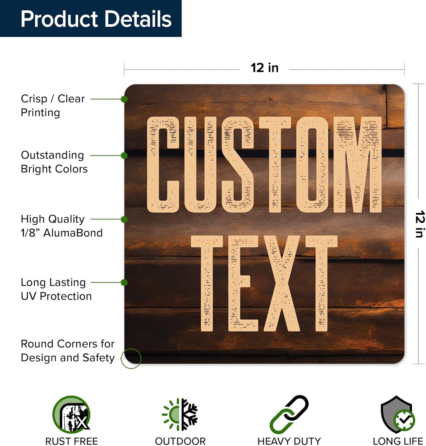 Custom Sign, Custom Street Sign, 11 Font Colors, 13 Font Styles, 4 Hole Options, 22 Sizes, 12x12 Inches, Rust Free DiBound, Fade Resistant, Made in USA by My Sign Center (Vintage Wood)