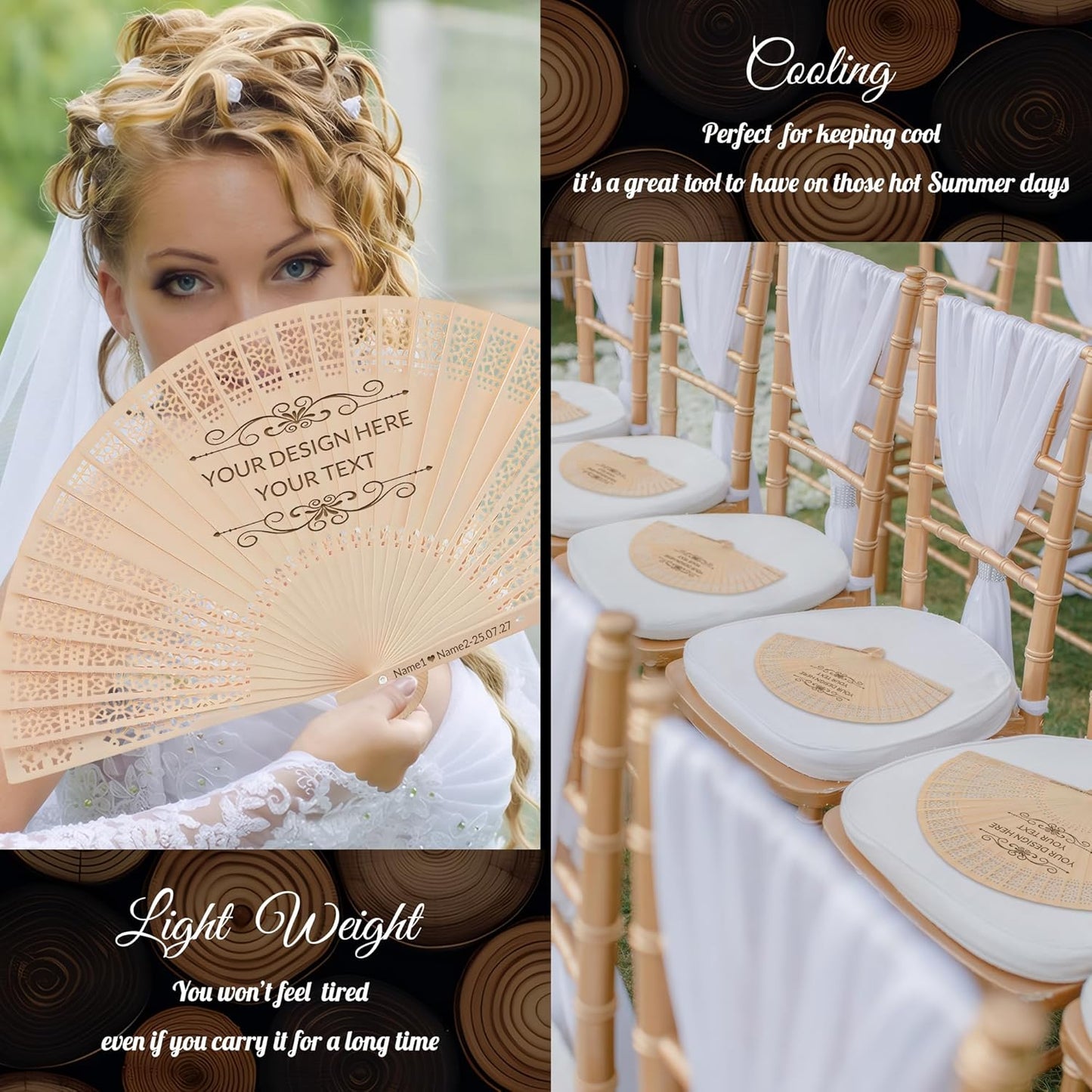 20 PCS Custom Fans Personalized Folding Fans for Line Dancing Wooden Hand Fan Wedding Favors Gift for Guests Personalized Fans for Events