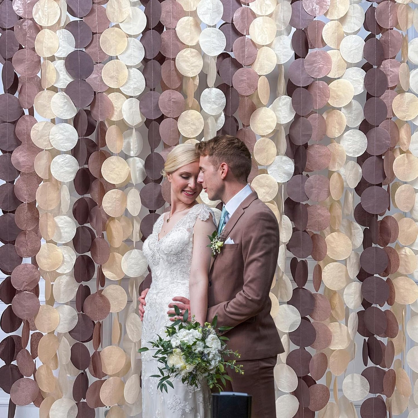 205Ft Brown Party Decorations Ombre Cream Tan Brown Boho Circle Dots Backdrop Streamer Tissue Paper Hanging Garland for Neutral Rustic Cowboy Western Teddy Bear Safari Woodland Birthday Party