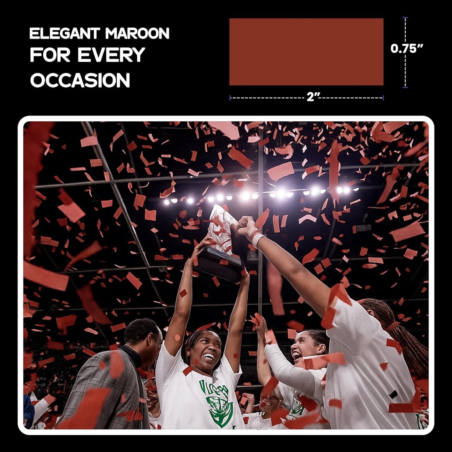 Ultimate Confetti, Maroon Biodegradable Confetti - Rectangular Flame-Resistant and Slow-Falling Tissue Paper Confetti for Cannon and Launcher use – Best for Parties Celebrations - 20 lb, 320 oz