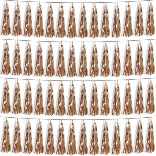 4P Champagne Gold Foil Fringe Metallic Streamers Banner Tassel Garland for Parade Floats, Bachelorette, Wedding, Birthday, Halloween, Christmas, Bridal/Baby Shower Party Decorations