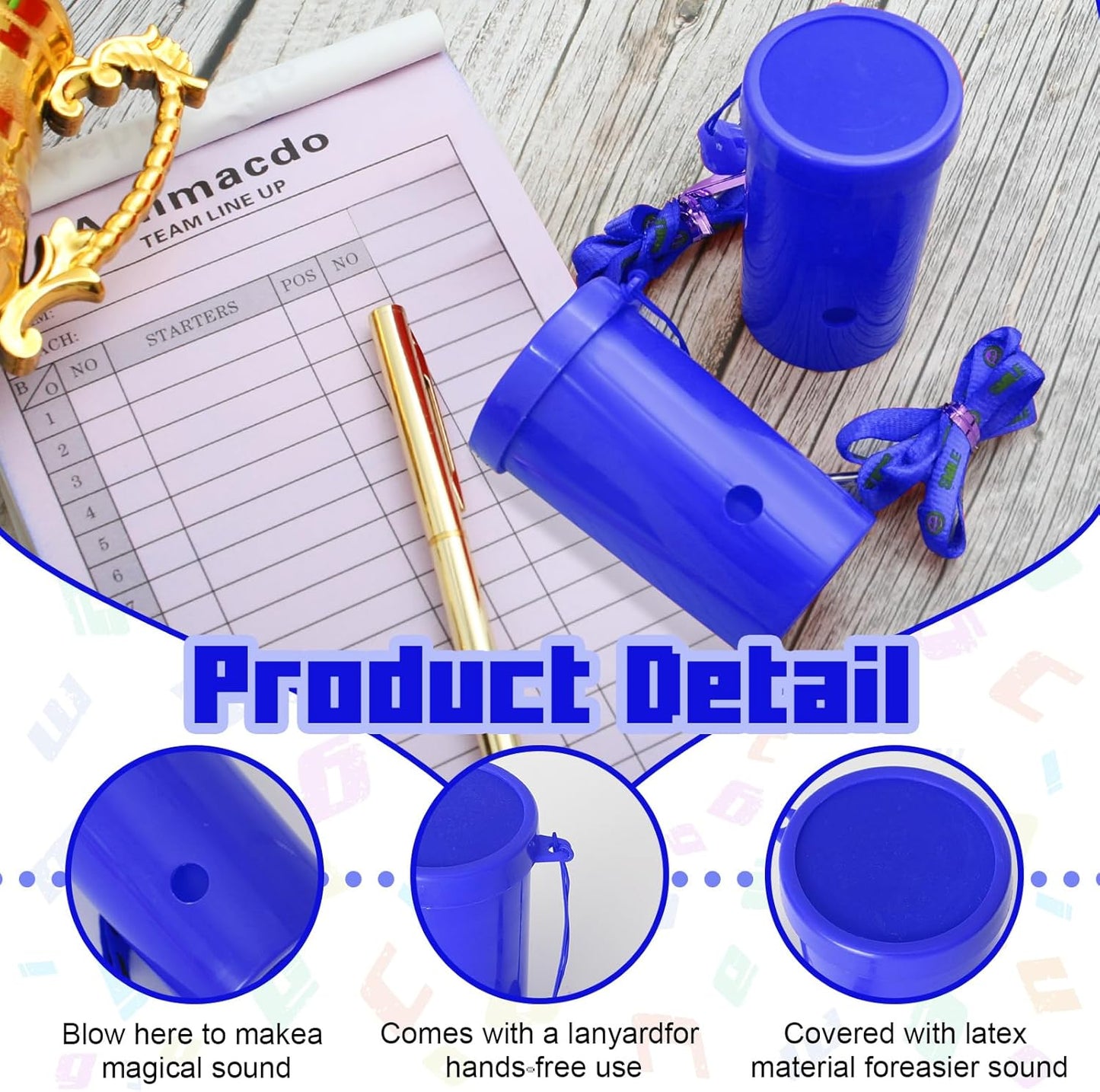 12 Pcs Mini Air Horns 3 Inch Noisemakers for Sporting Events Parties Celebrations Loud Noise Maker Blow Horn Noise Whistle with Lanyard for Birthday Party Celebrations Goodie Fillers（Blue）