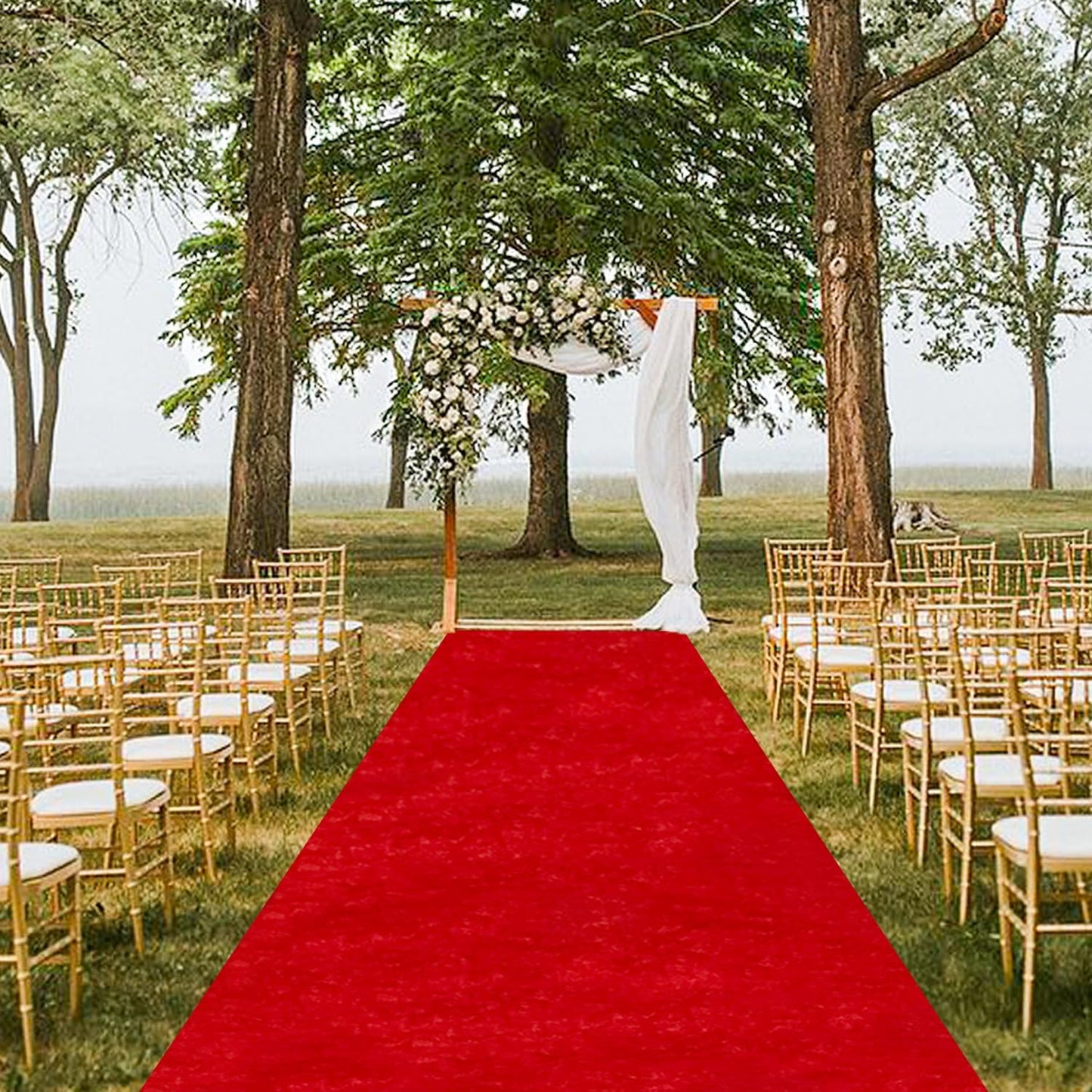 MODFUNS Red Carpet Runner for Parties 4x30ft Velvet Aisle Runner Wedding Runners Aisle Outdoor Event Carpet Runway Rug with Carpet Tape Farmhouse Aisle Floor Runners Ceremony Banquet Beach Rug
