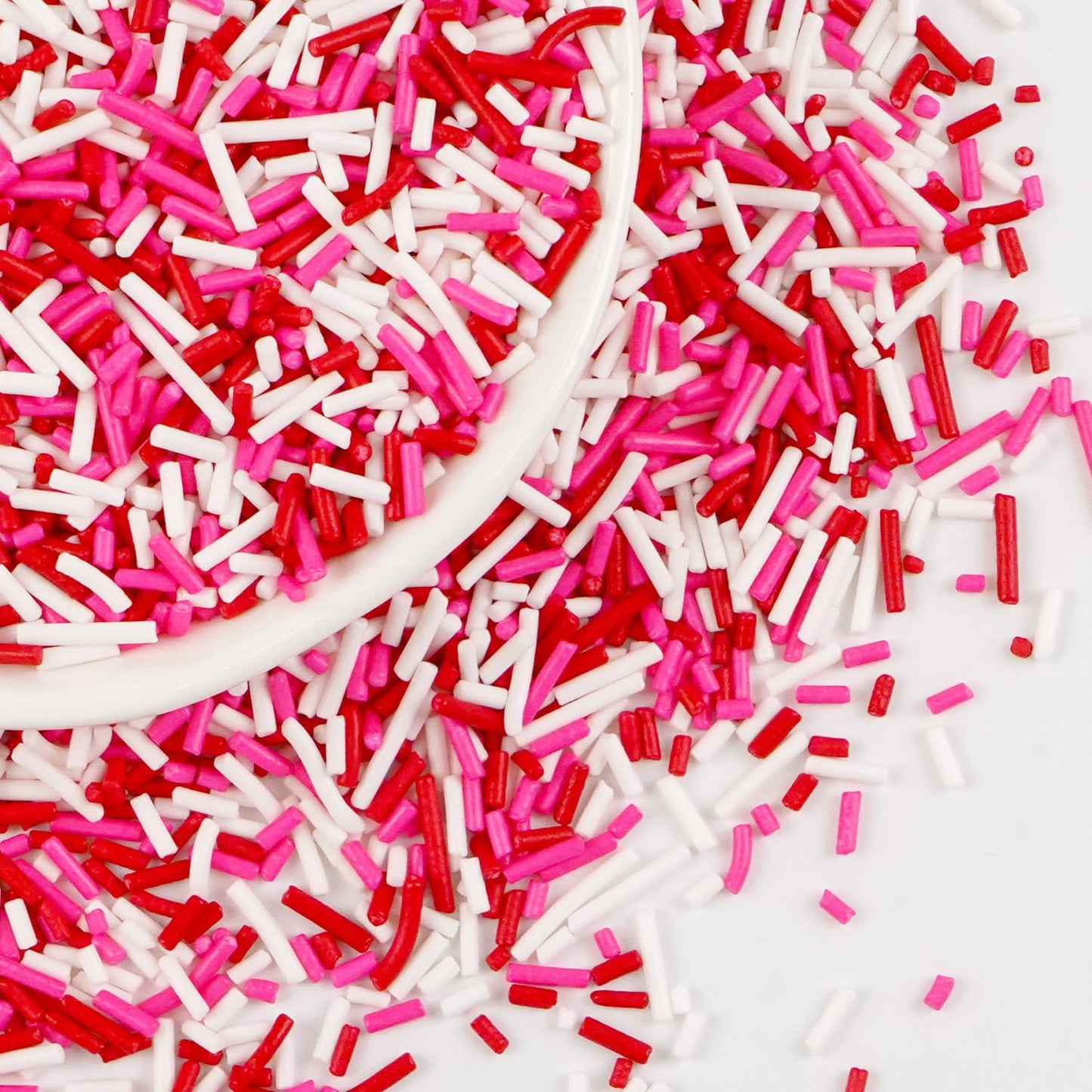 Pink Jimmies Sprinkles, Edible Sprinkles For Cake Decorating, Pink Red and White Sugar, 150g/5.29oz, Cupcake & Ice Cream Topper, Mother's Day, Valentine's Day, Wedding Party Supplies