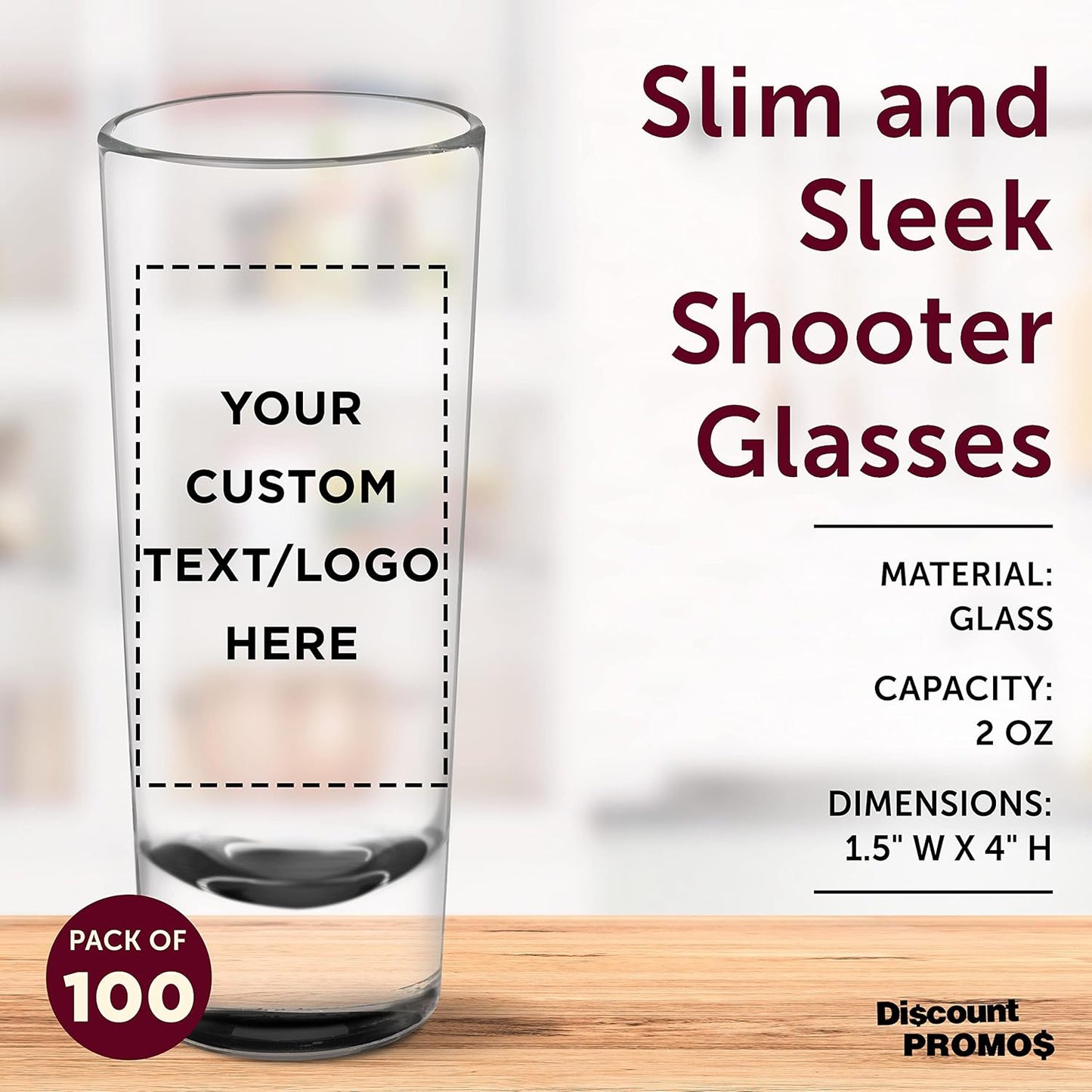 Custom Cordial Shooter Shot Glasses 2 oz. Set of 100, Personalized Bulk Pack - Great for Birthdays, Parties, Indoor & Outdoor Events - Black