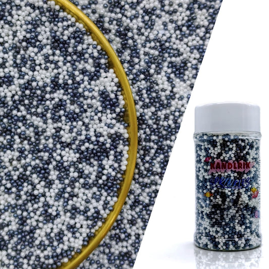 Edible Black & White Pearl Sugar Sprinkles Candy 2mm Mini Pearls Cake Decorations Cupcake Toppers Cookie Decorating Perfect for Wedding Party Valentine Halloween Christmas Supplies 3OZ