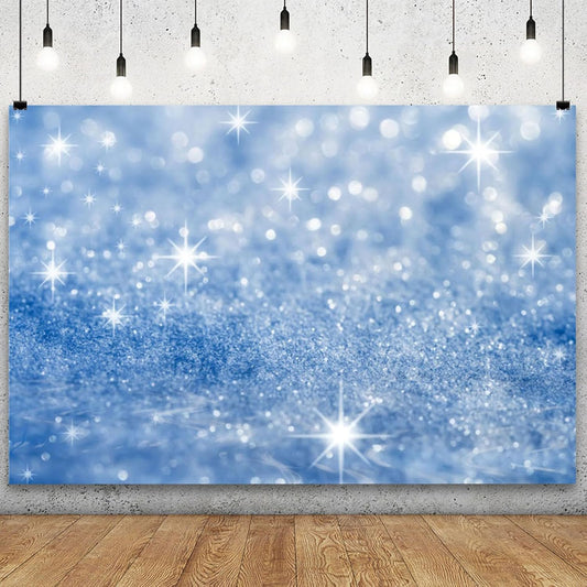 YongFoto Silver Blue Glitter Backdrop 6x4ft Silver Light Spots Blue Sequin Bokeh Photography Background Birthday Bridal Shower Wedding Photography Background Party Banner Portraits Photoshoot Props