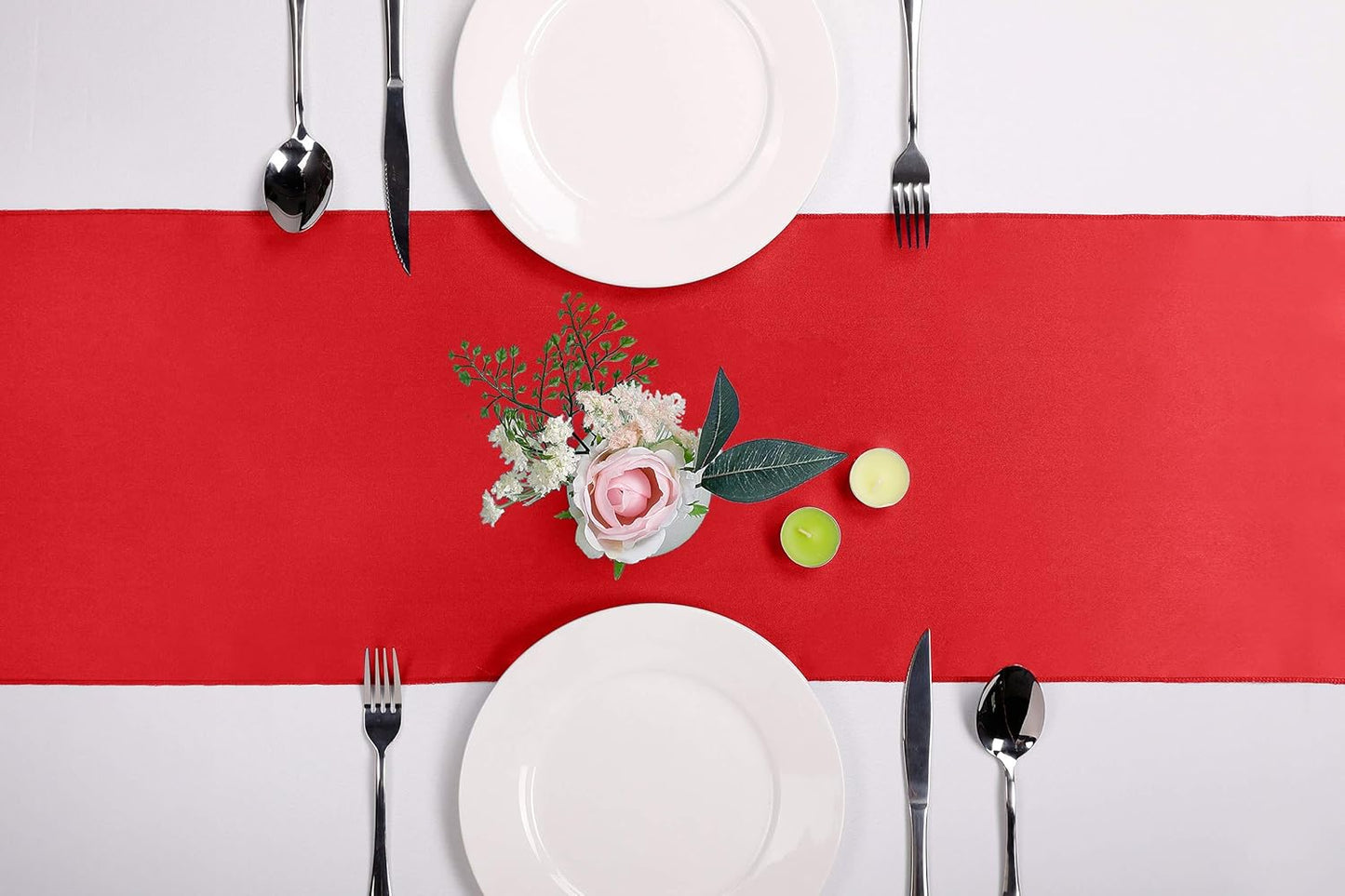 10-Pack Satin Table Runner Red 12 x 108 inches Long, Table Runners for Wedding, Birthday Parties, Banquets Decorations（10 Pack, 12x108 Inch, Red）