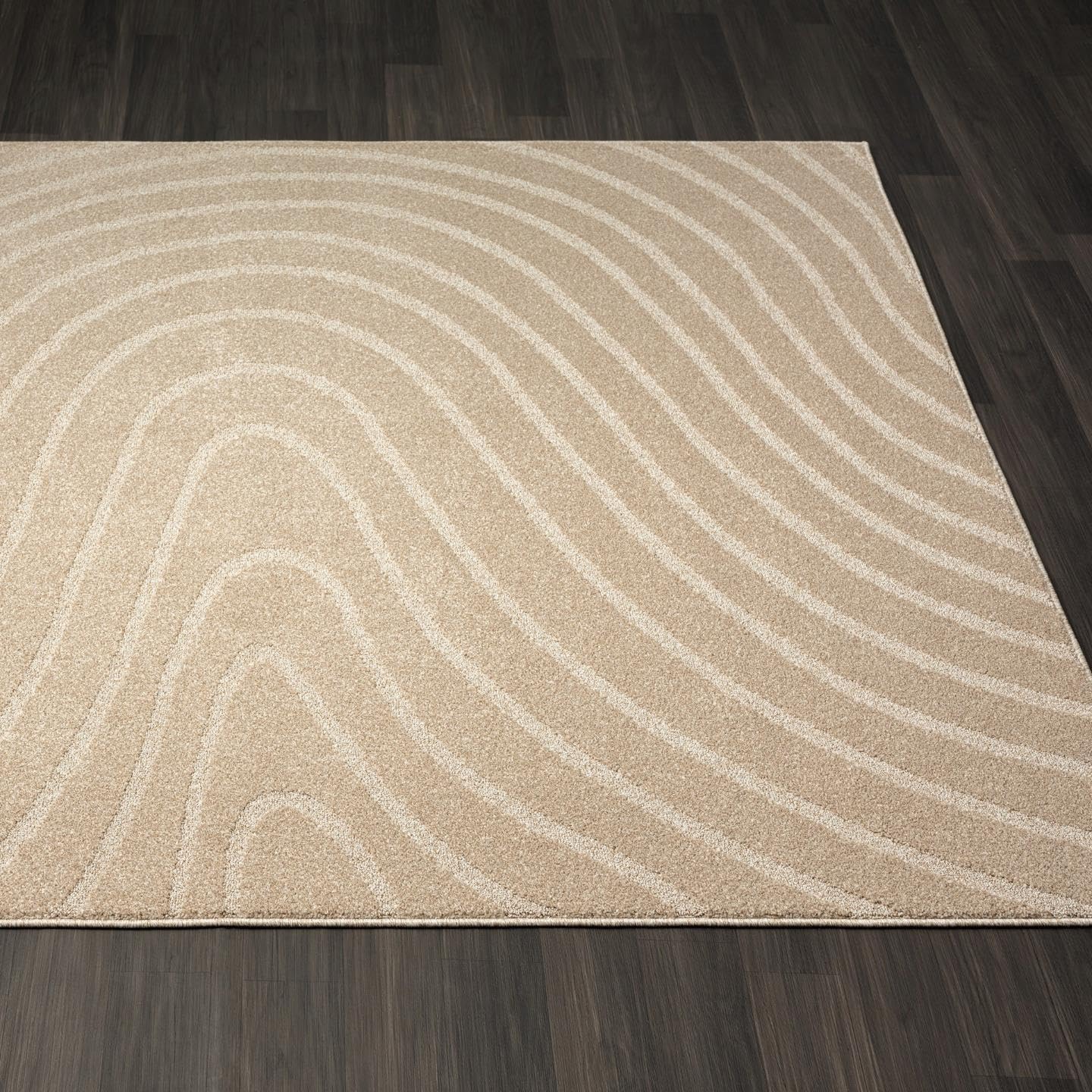 LUXE WEAVERS Modern Geometric Wave Beige 5x7 Area Rug