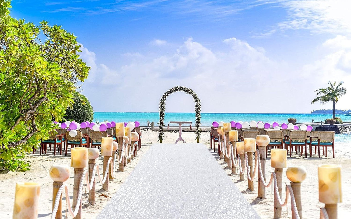 ShinyBeauty 4x20 FT Wedding Aisle Runner Rug - White Waterproof Non-Slip Ceremony Carpet for Outdoor, Beach, Party Events