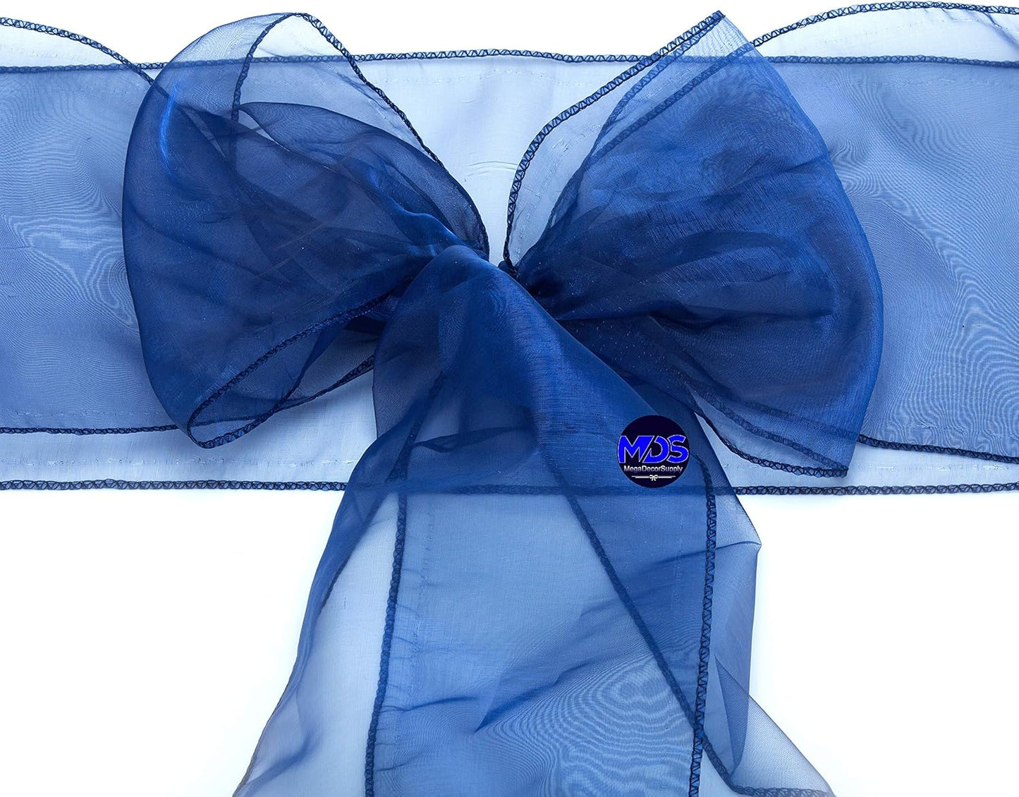 MDS Pack of 250 PCS Organza Chair Sashes Wider Dining Chair Bows Ribbon Tie Back for Wedding Party Birthday Bridal Shower Reception Event Banquet Home Chair Cover Decoration - Navy Blue