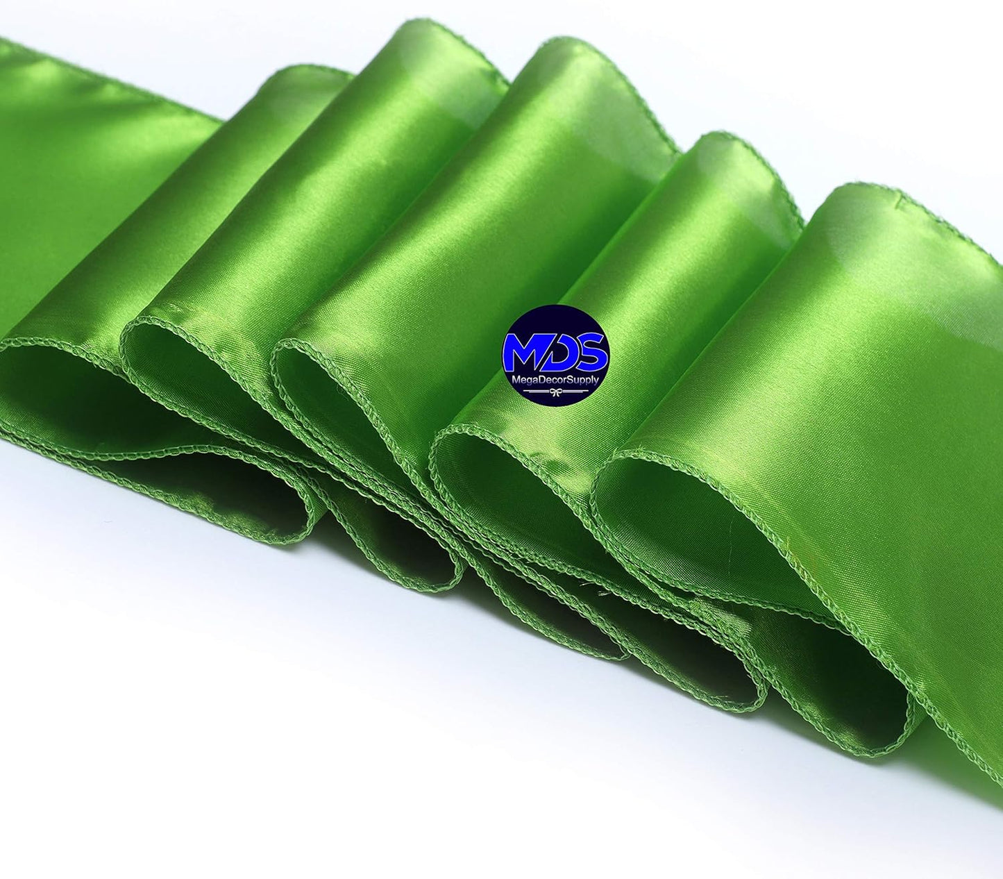 MDS Pack of 25 PCS Satin Chair Sashes Charmeuse Sateen Dining Chair Bows Ribbon Ties Back Sash for Wedding Party Birthday Home Hotel Restaurant Banquet Decoration (7 x 108 Inch, Parrot Green)
