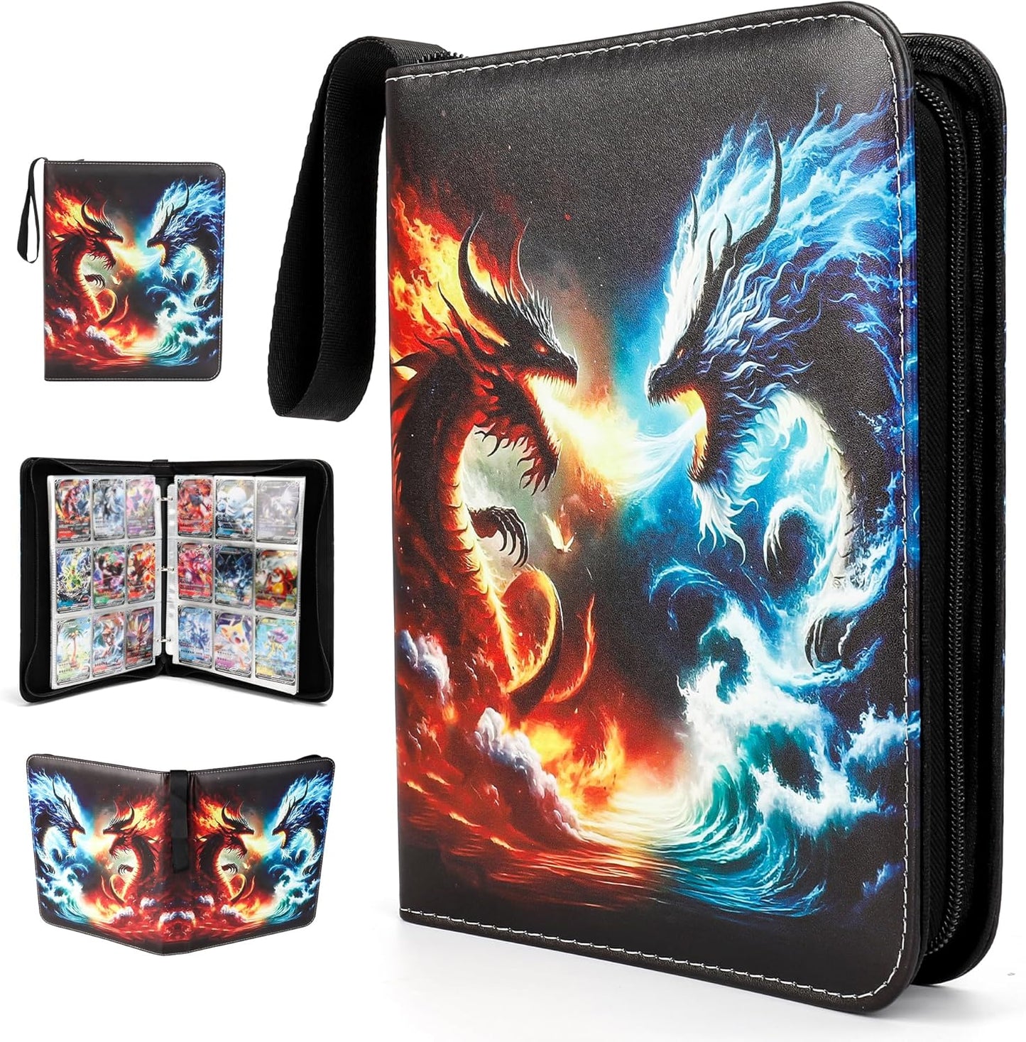 Premium Exo-Tec 9-Pocket Trading Card Binder - 900 Side Loading Pockets for TCG, Board Games & Collectibles - Durable Water-Resistant Card Album with Secure Zip Closure