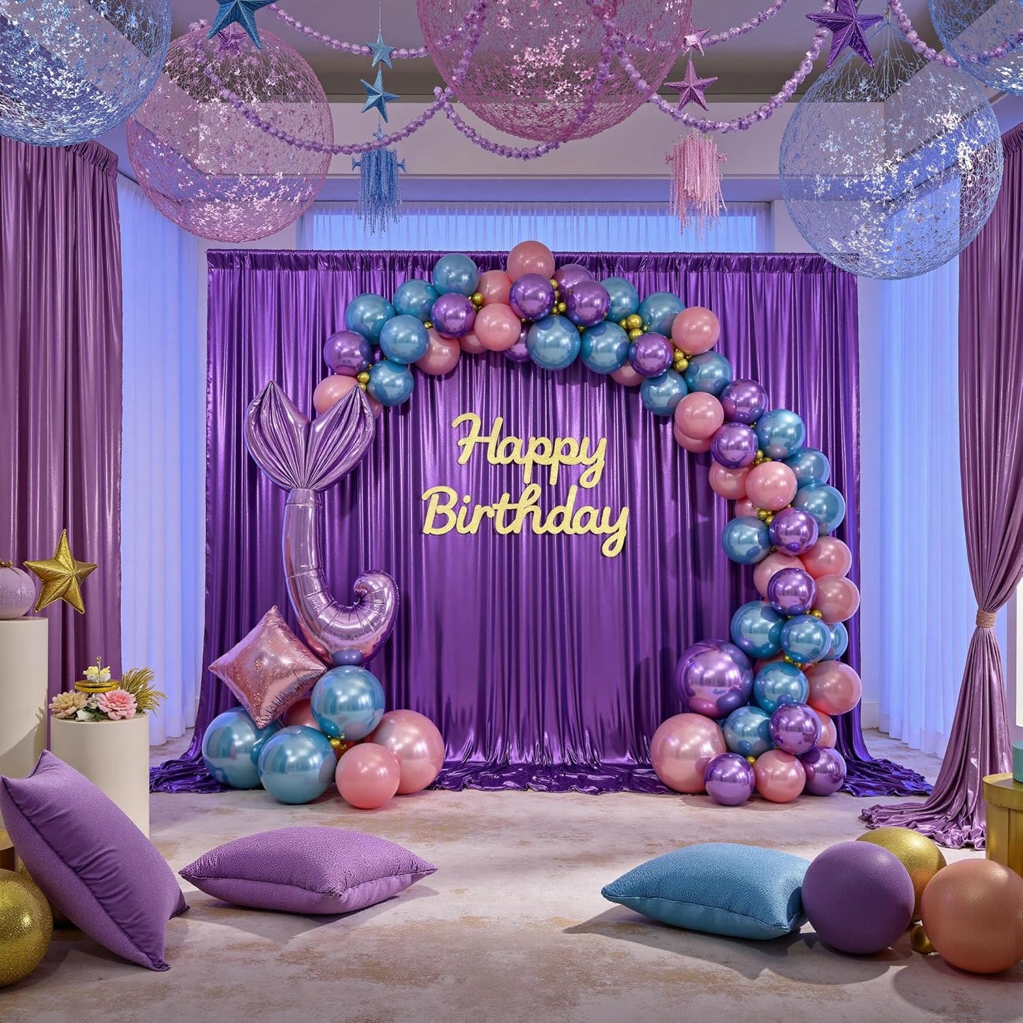 20x10ft Thick Purple Glitter Backdrop Curtain Panels for Parties, Wrinkle Free Sequin Sparking Photo Backdrop Drapes, 4 Panels 5x10ft Shimmer Back Drop Cloth for Wedding Birthday Photography