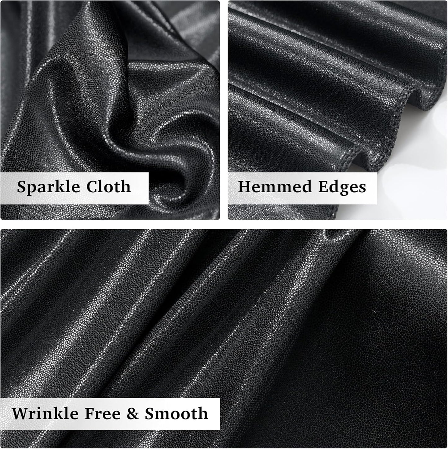 10x10 ft Black Sequin Backdrop Curtain Panels for Parties, Wrinkle Free Glitter Photo Backdrop Drapes 2 Panels 5x10FT Back Drop Cloth Shiny Fabric for Wedding Birthday Christmas Photography Background