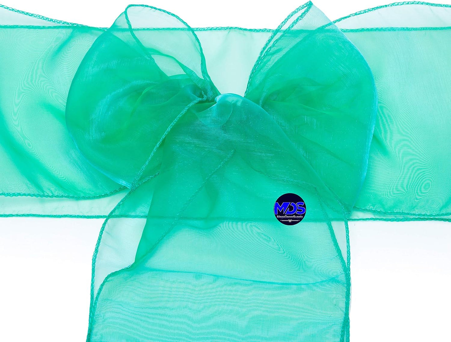 MDS Pack of 125 PCS Organza Chair Sashes Wider Dining Chair Bows Ribbon Tie Back for Wedding Party Birthday Bridal Shower Reception Event Banquet Home Chair Cover Decoration - Green