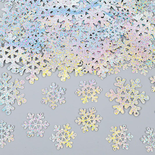 MARFOREVER Holographic Snowflake Glitter Confetti, Christmas Laser Silver Snowflake Table Scatters Frozen Party Decorations Winter Wonderland Confetti Sprinkles for Wedding Christmas Party Decorations