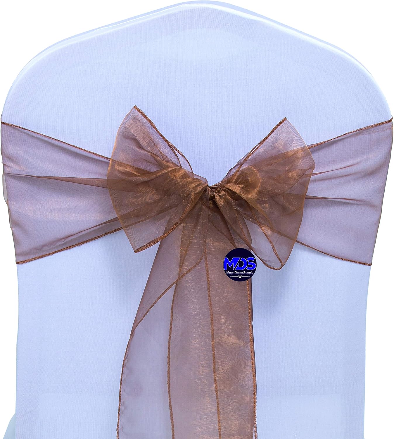 MDS Pack of 250 PCS Organza Chair Sashes Wider Dining Chair Bows Ribbon Tie Back for Wedding Party Birthday Bridal Shower Reception Event Banquet Home Chair Cover Decoration - Coffee