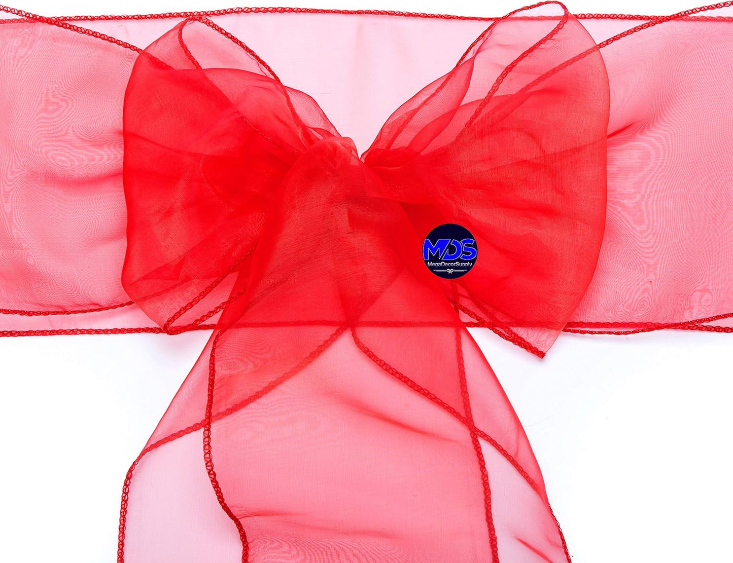 MDS Pack of 125 PCS Organza Chair Sashes Wider Dining Chair Bows Ribbon Tie Back for Wedding Party Birthday Bridal Shower Reception Event Banquet Home Chair Cover Decoration - Red