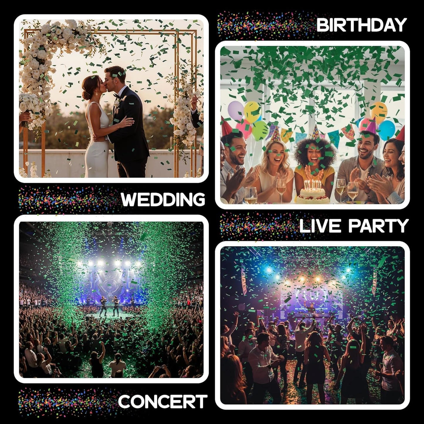 Ultimate Confetti, Dark Green Biodegradable Confetti - Rectangular Flame-Resistant Tissue Paper Confetti for Cannon and Launcher use – Best for Gender Reveal, Parties, and Concerts - 20 lb, 320 oz