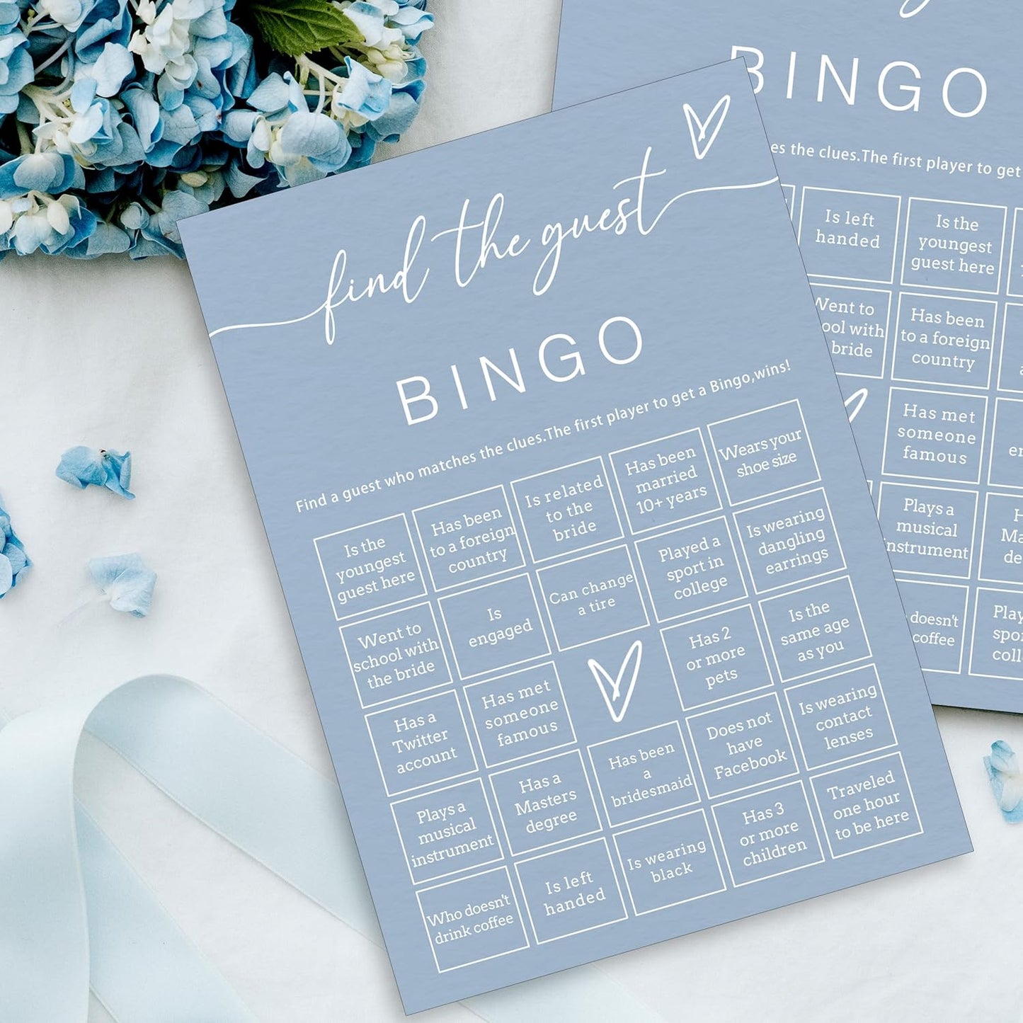 Fun Wedding Shower Bingo 25Pcs Prefilled Find The Guest Bingo Game Cards Engaging Bridal Party Entertainment for Wedding Shower, Engagement Party & Reception for Minimalist Newlywed Game - B15