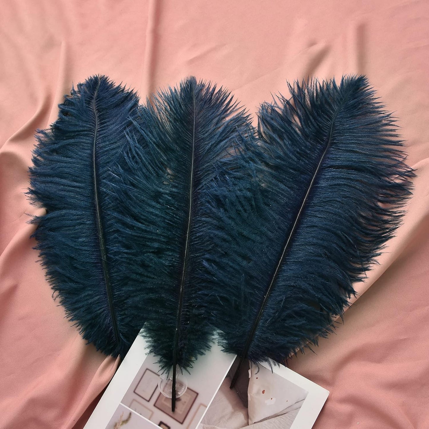 Ballinger Navy Blue Ostrich Feathers Plumes - 24pcs 8-10inch Craft Feathers for Wedding Party Centerpieces Halloween Decorations