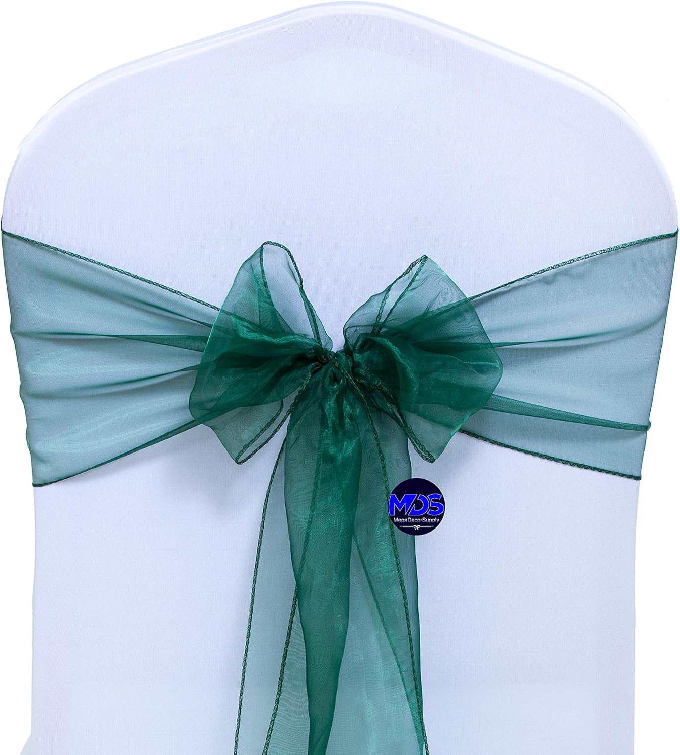 MDS Pack of 300 PCS Organza Chair Sashes Wider Dining Chair Bows Ribbon Tie Back for Wedding Party Birthday Bridal Shower Reception Event Banquet Home Chair Cover Decoration - Hunter Green