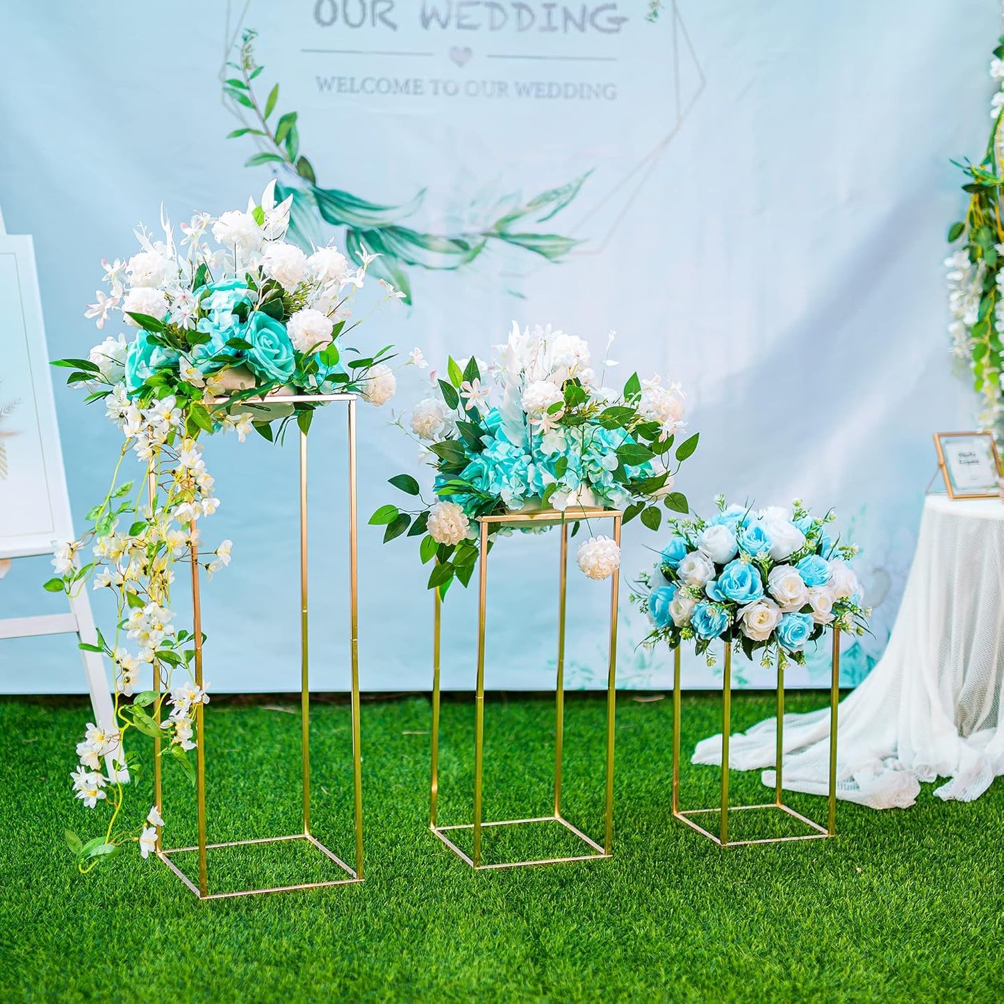 Gold Flower Stand for Table: 23.6” Tall Centerpiece Stand for Wedding Table Reception Floral Center Pieces with Home Decoration Party Event 10 PCS