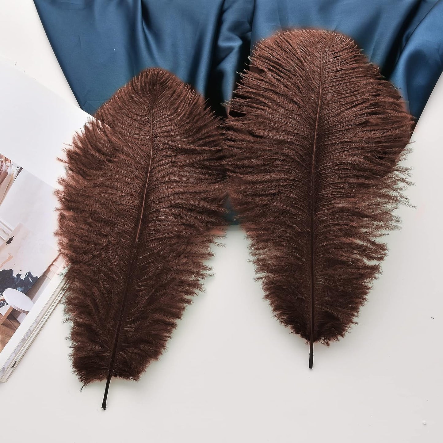 Ballinger Brown Ostrich Feathers Bulk - 24pcs 10-12inch Boho Feathers for vase，Wedding Party Centerpieces and Home Decor