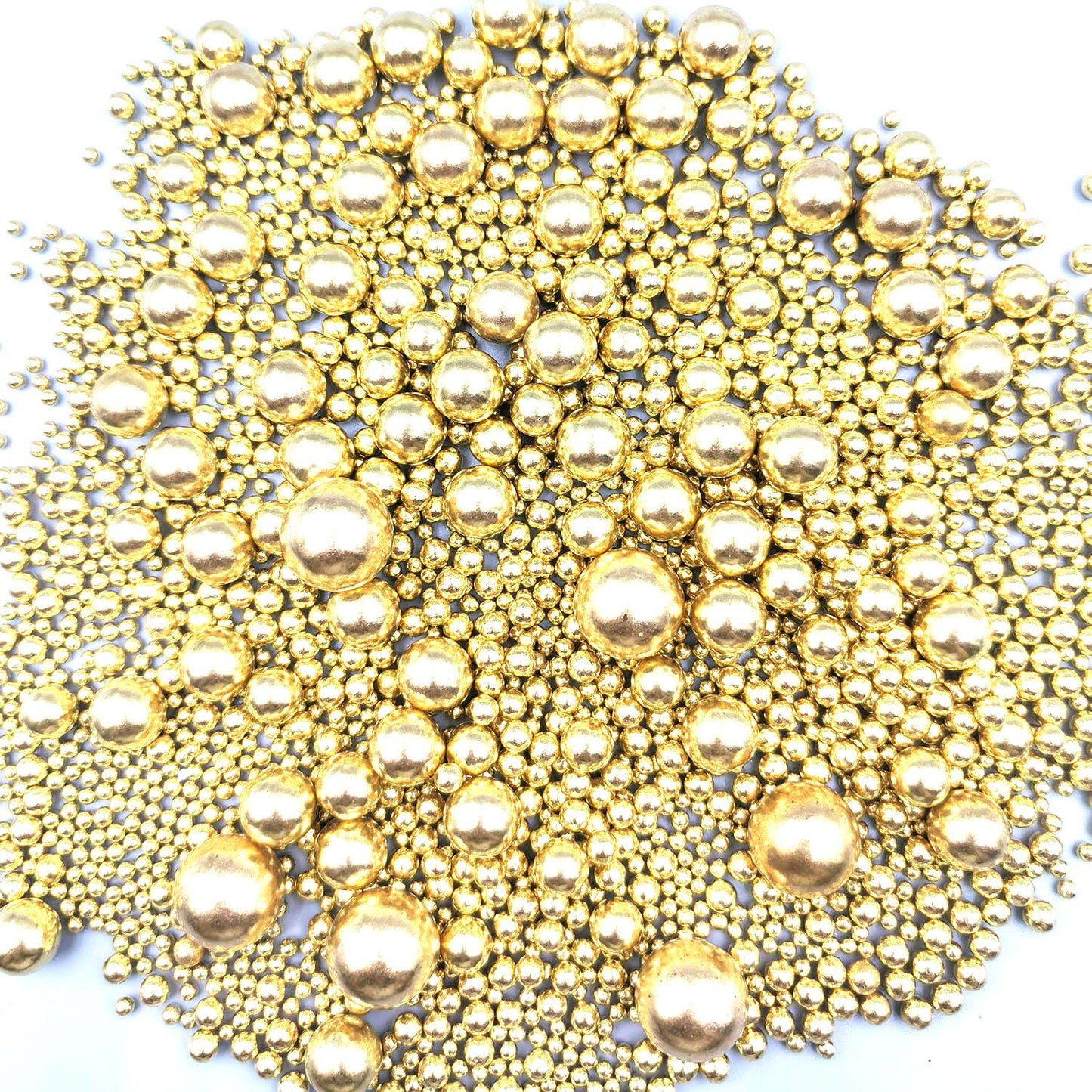 Edible Pearl Sugar Sprinkles Gold Candy Mixing Size Baking Edible Cake Decorations Cupcake Toppers Cookie Decorating Celebrations Wedding Valentines Easter Halloween Christmas Supplies 120g/ 4.23oz