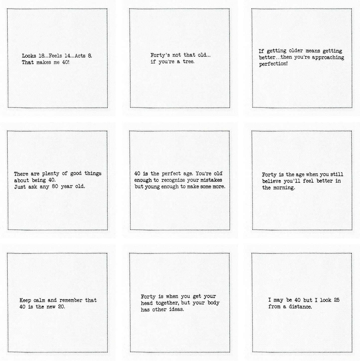 Five Star Napkins 40th Birthday Quotes White Cotton Cocktail Napkins, Beverage Napkins, Bar Napkins, Cloth Napkins, Party Napkins, Events, Holidays, Weddings, Birthdays, Disposable, 4.5" x 4.5"- (50x)